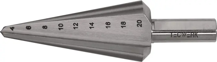 Blechschälbohrer Bohrber.4-20mm HSS-Co Gesamt-L.71mm Z.2 TECWERK Bestpreis