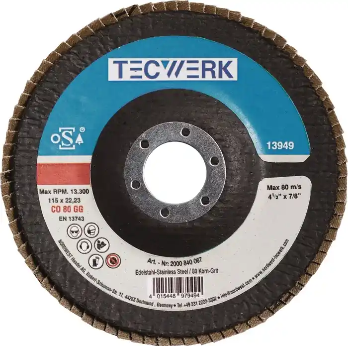 Sale Fächerscheibe D.125mm K.60 kon.INOX CO TECWERK VE: 10 Stück
