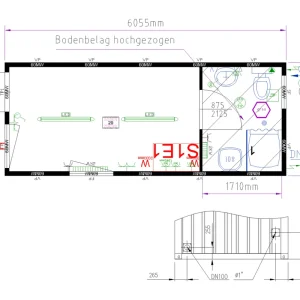 Zertifiziert CONTAINEX "Bauleiter-Container" 20' 6.055 x 2.435 x 2.800 mm - inkl. Dusche und Toilette