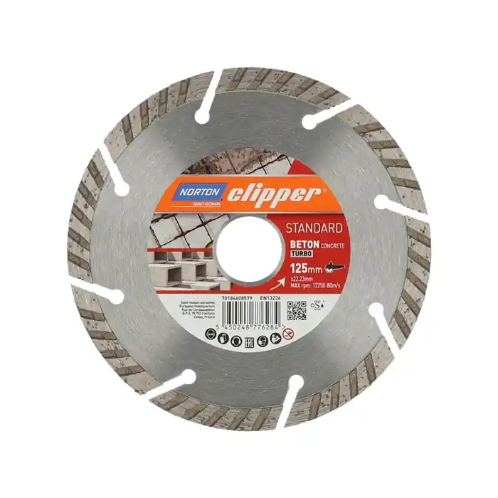 Diamanttrennscheibe Stand.Beton Turbo D.125mm Seg.-H.8mm Seg.-B.2,8mm Sonderangebot