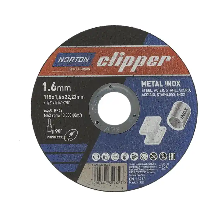 Angebot Trennscheibe D115x1,6mm Typ 41 Metall-Inox Bohr.22,23mm NORTON CLIPPER