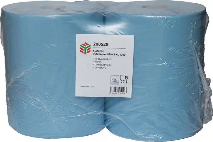 Putztuch ELOwipe XL L.ca.360 mxB.ca.360mm blau 2-lag.2 Rl.à 1000 Bl.ELOS VE: 2 Stück Kracherpreis