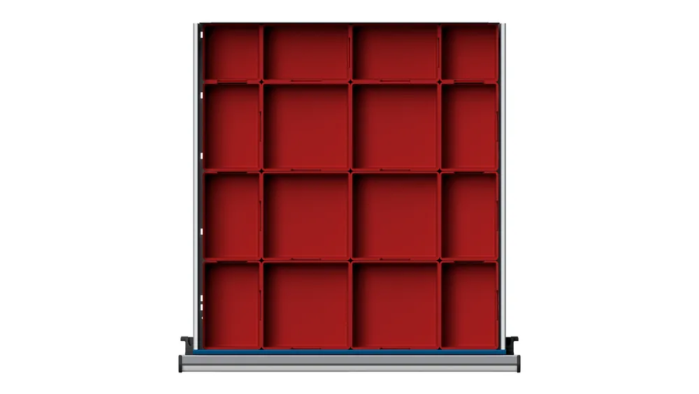 ULMIA Kleinteilekästen 6x 150x150, 8x 100x150, 2x 100x100 mm für Schublade 500x540 mit Lochboden - FH60 Markenware
