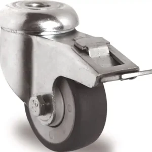 Lenkrolle m.Festst.D.50mm Trgf.50kg m.Rückenloch 11mm Kugell.Gum.grau TECWERK Direktkauf