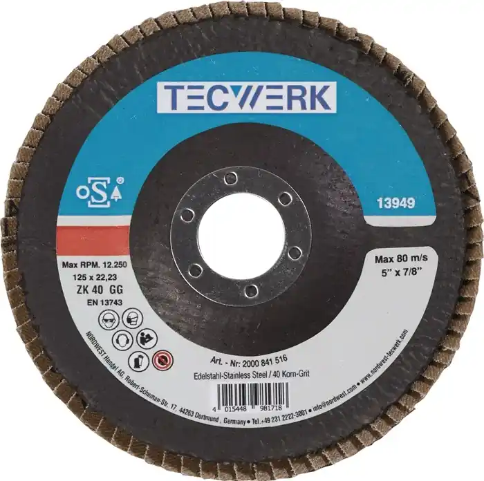 Sonderangebot Fächerscheibe D.125mm K.60 fl.INOX ZK TECWERK VE: 10 Stück