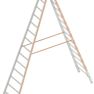 Zertifiziert Layher Sprossenstehleiter TOPIC 1039 Aluminiumleiter beidseitig begehbar