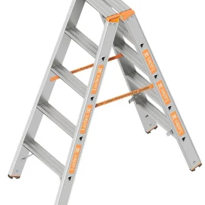 Layher Stufenstehleiter TOPIC 1043 Aluminiumleiter beidseitig begehbar Mega-Angebot