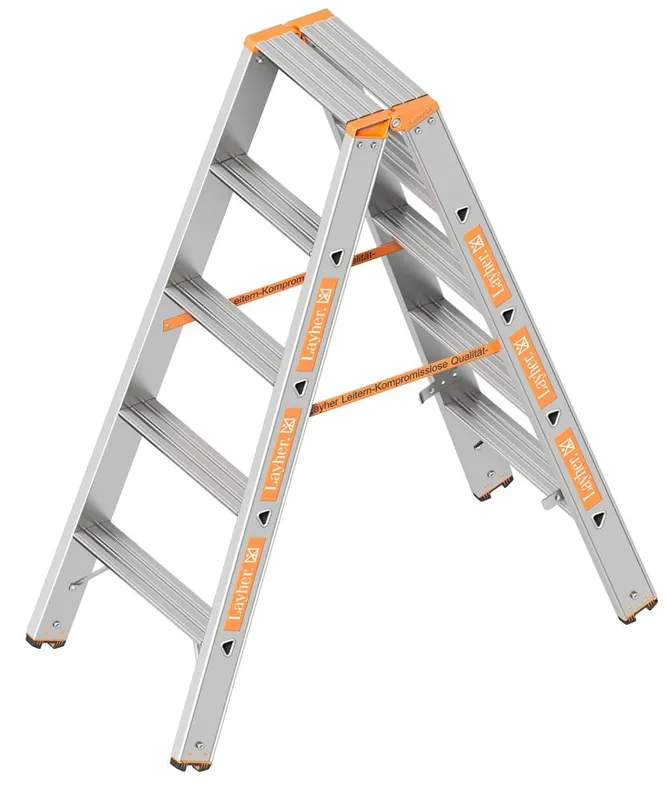 Layher Stufenstehleiter TOPIC 1043 Aluminiumleiter beidseitig begehbar Mega-Angebot