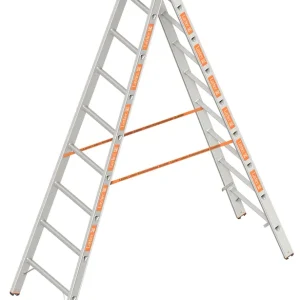 Layher Sprossenstehleiter TOPIC 1039 Aluminiumleiter beidseitig begehbar Mega-Angebot