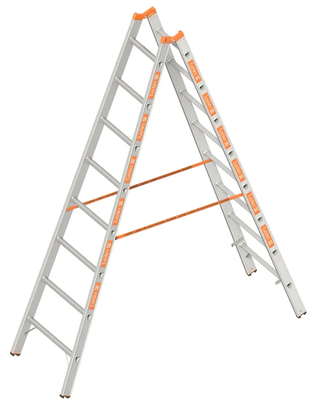 Layher Sprossenstehleiter TOPIC 1039 Aluminiumleiter beidseitig begehbar Mega-Angebot