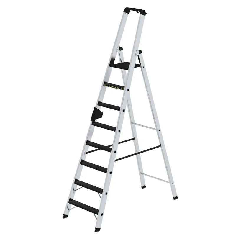 MUNK Stufen-Stehleiter 250 kg einseitig begehbar mit Clip-Step R13 Echt