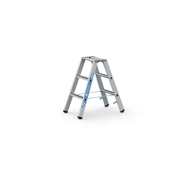ZARGES Gebördelte Stufen-Stehleiter Saferstep B - Aluminium eloxiert Zertifiziert