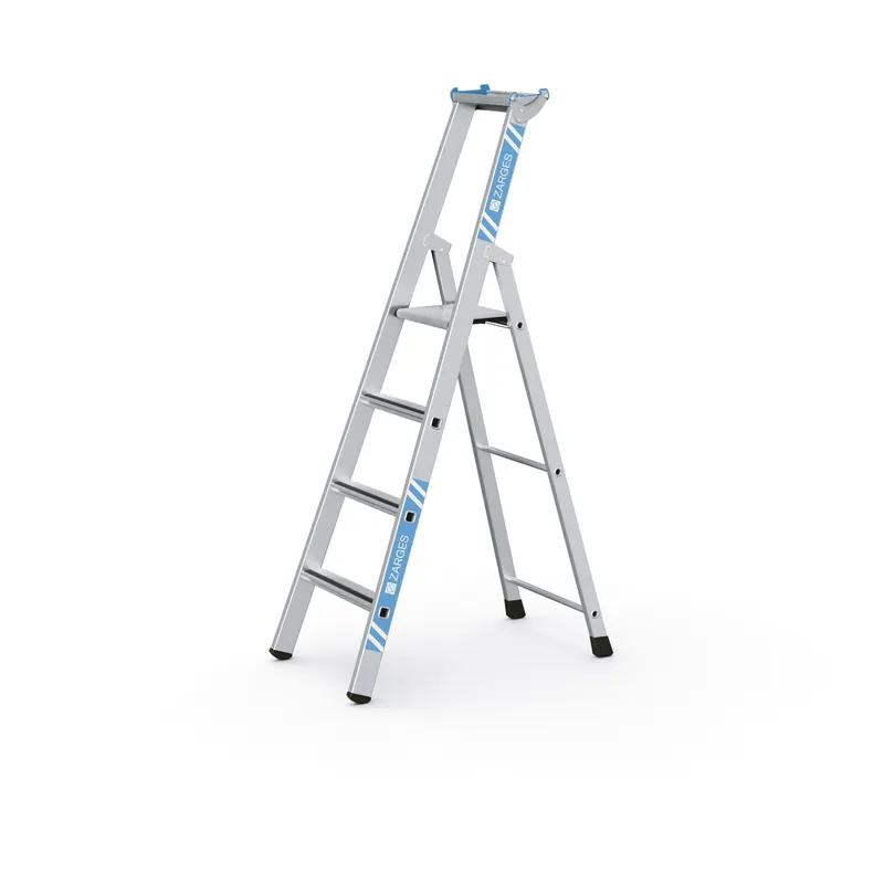 Ausverkauf ZARGES Gebördelte Stufen-Stehleiter Saferstep S - Aluminium eloxiert