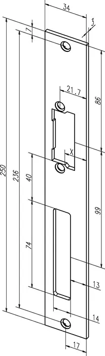 Flachschließbl.94A VA ma ktg.B.34xL.250mm DIN L/R ASSA ABLOY Nur Heute
