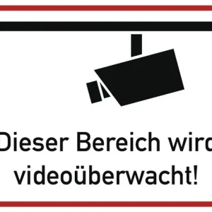 Hinweiszeichen Videoüberwacht L300xB200mm weiß schwarz Alu. Markenprodukt