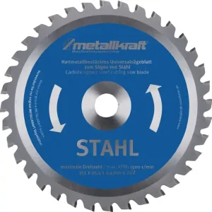Metallkreissägeblatt STA D.355mm B.2,4mm HM Bohrungs-D.25,4mm Z.80 METALLKRAFT Schneller Versand