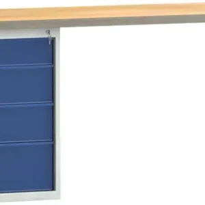 Werkbank PW 700 B2000xT700xH840mm Buche Multiplex lichtgrau/blau 4 Schubl. Highlight