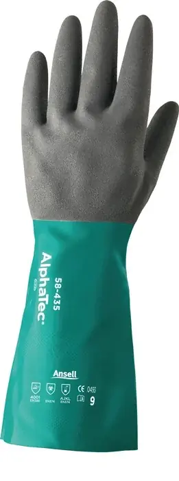 Online Kaufen Chemiehandschuh AlphaTec 58-435 Gr.9 grün/grau EN 388,EN 374,EN 1149 Kat.III VE: 12 Paare