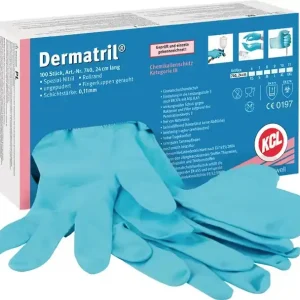 Einw.-Handsch.Dermatril 740 Gr.8 blau Nitril 100 St./Box Neue Ware