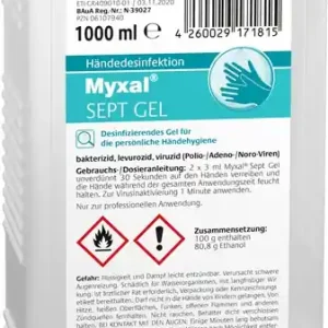 Finale Aktion Handdesinfektionsgel MYXAL® SEPT GEL 1l parfüm-/farbstofffrei Hartflasche MYXAL