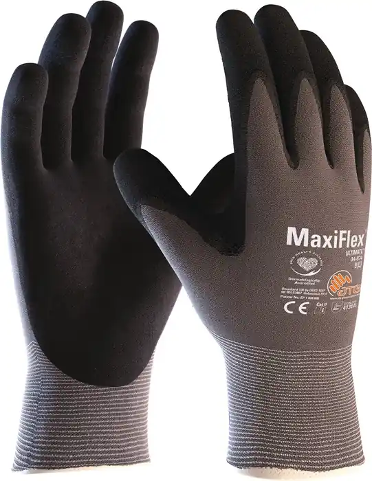 Neue Ware Handschuhe MaxiFlex® Ultimate™ 34-874 Gr.9 grau/schwarz Nyl.m.Nitrilmikroschaum VE: 12 Paare