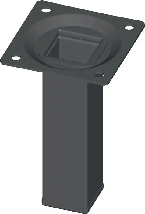 Möbelfuß schwarz RAL 9005 25x25mm H.250mm Platte ALFER ALUMINIUM VE: 4 Stück Super-Preis