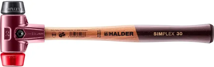 Schonhammer SIMPLEX L.300mm Kopf-Ø 30mm mittelh./hart HO Gum.schw./Plastik rot Geprüft