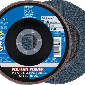 Fächerscheibe POLIFAN Z SG POWER STEELOX D.125mm K.40 INOX ZK Ausf.kon.PFERD VE: 10 Stück Zertifiziert