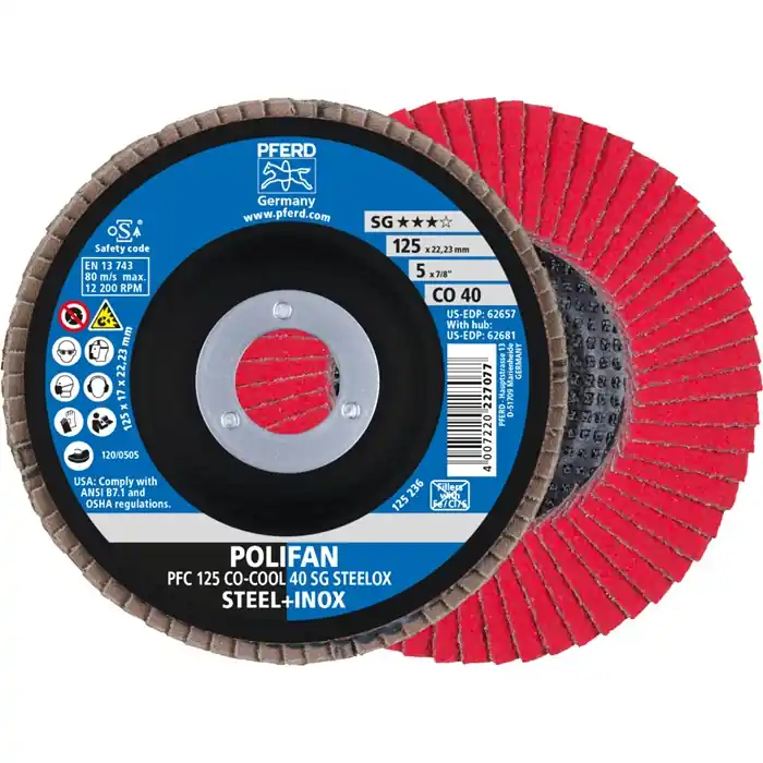 Fächerscheibe POLIFAN CO-COOL SG STEELOX D.125mm K.40 kon.INOX CO VE: 10 Stück Sonderaktion
