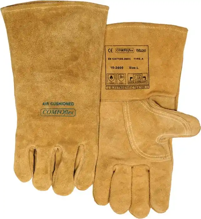 Schweißerhandschuhe Bucktan Gr.XXL (10,5) gelb Rindspaltleder 5 PA VE: 5 Paare Nur Heute