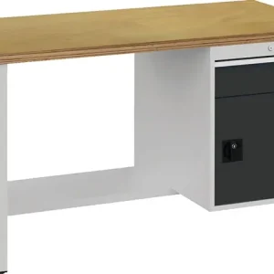 Werkbank grau lichtgrau B1500xH859xT750mm Buche Multiplex 40mm 1 Schubl.1 Tür Nur Heute