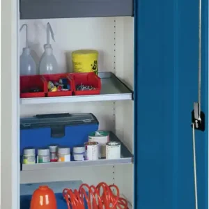 Werkzeug-/Beistellschrank H1000xB500xT500mm 1Schubl.,2Bd.lichtgrau/enzianblau Versand Am Gleichen Tag