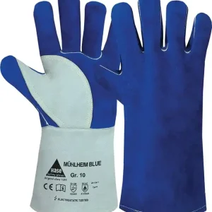 Must-Have Schweißerhandschuhe Mühlheim Blue Gr.9 blau/grau Rindspaltleder VE: 6 Paare