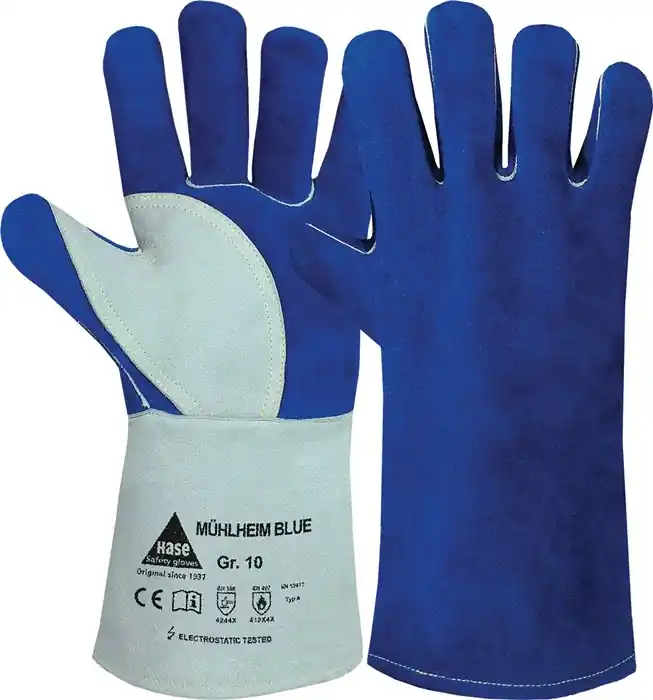Must-Have Schweißerhandschuhe Mühlheim Blue Gr.9 blau/grau Rindspaltleder VE: 6 Paare