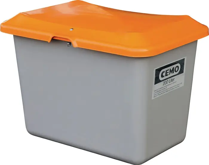 Streugutbehälter L890xB600xH640mm 200l GFK grau/orange o.Entnahmeöffnung CEMO Highlight