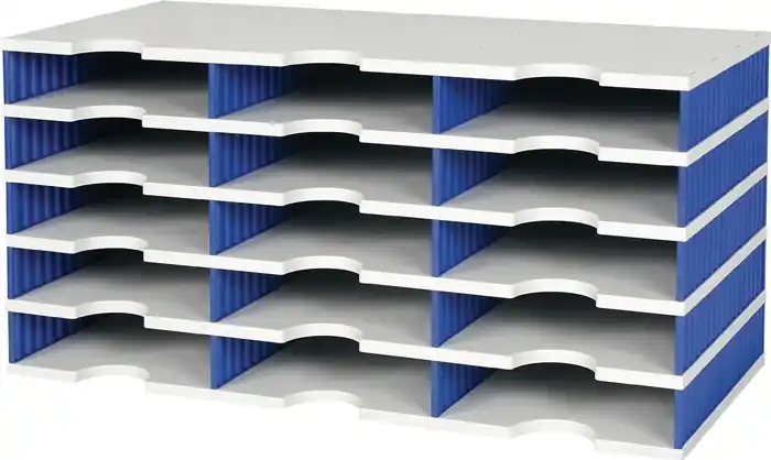 Sortierablage Trio 15 Fächer H363xB723xT331mm Polystyrol grau/blau STYRO Neue Ware