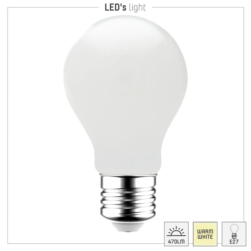 Led Filament Leuchtmittel - Klassisch A60 E27 4,5W 470lm 2700K Opal 330° Zertifiziert