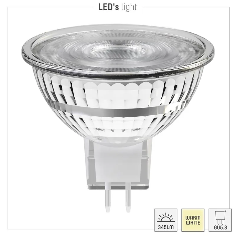 Letzte Chance Led SMD Leuchtmittel - Spot MR16 GU5.3 4,2W 345lm 2700K Klar 36°