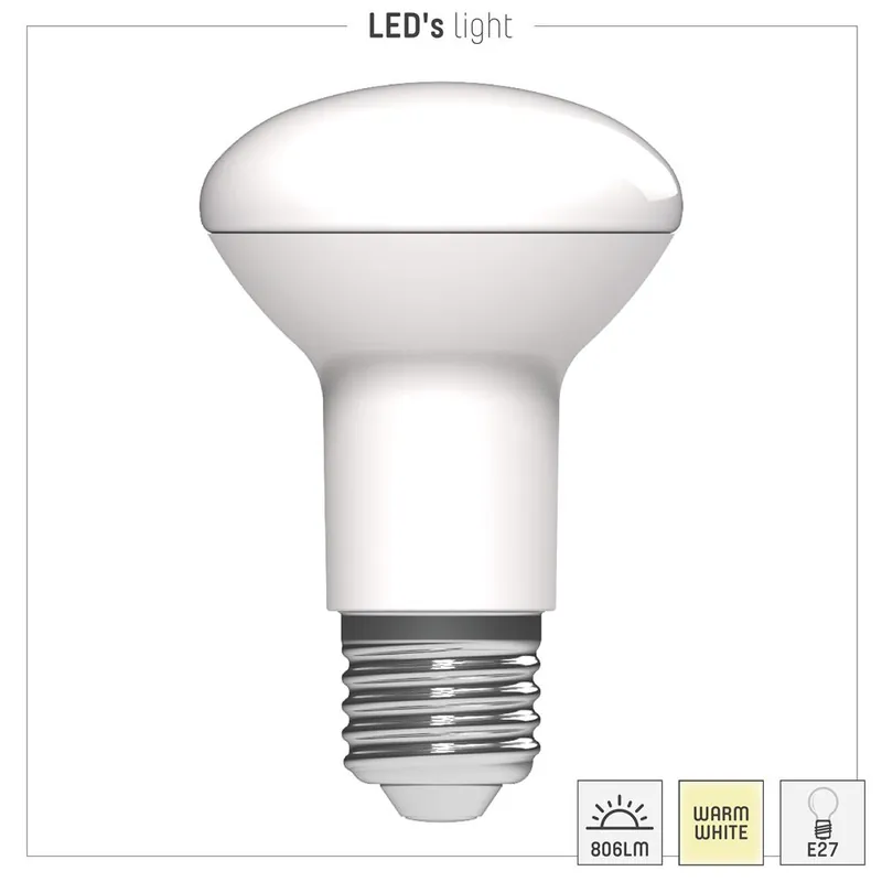 Top-Seller Led SMD Leuchtmittel - Pilzkopf R63 E27 7W 806lm 2700K Opal 120°