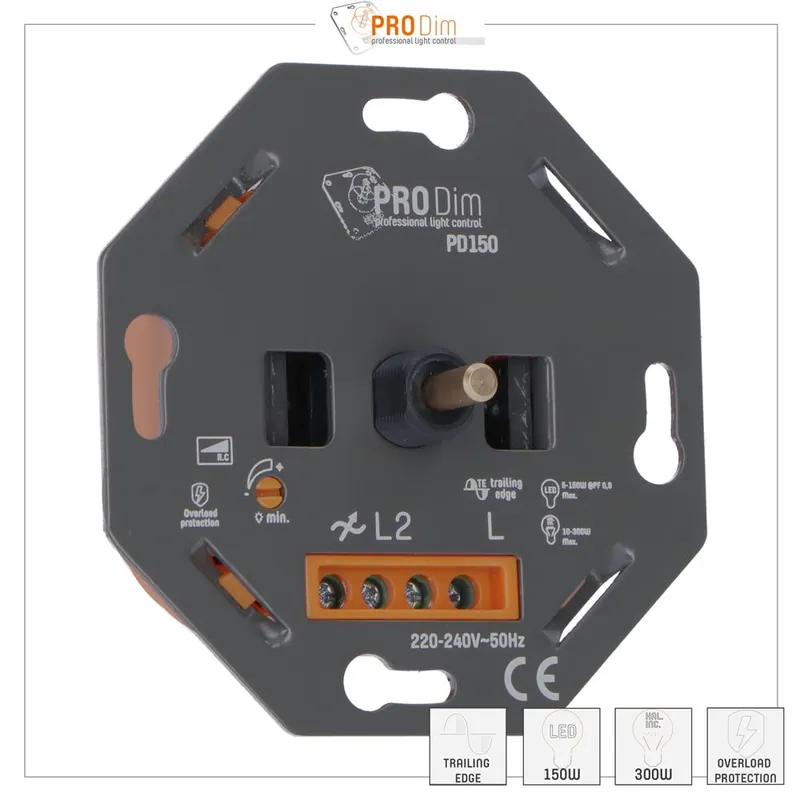 Dimmer - 5-150W LED 10-300W - Phasenabschnittsteuerung - 2-Draht-Systeme Direktkauf
