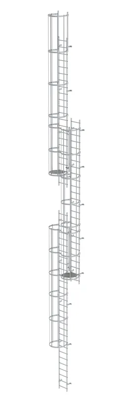 Rabatt MUNK Mehrzügige Steigleiter mit Rückenschutz (Maschinen) Aluminium blank 17,16m