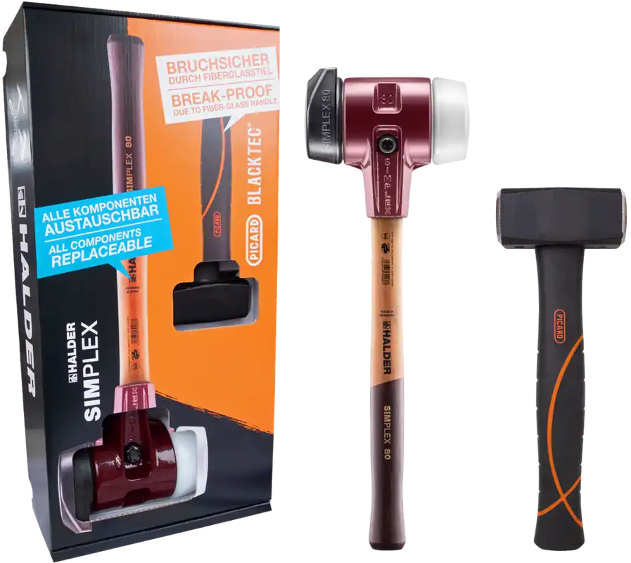 Sofort Bestellen HALDER SIMPLEX 3027 Aktionsbox Schonhammer Ø80mm + PICARD BlackTec Fäustel FS 328 1250 Gramm