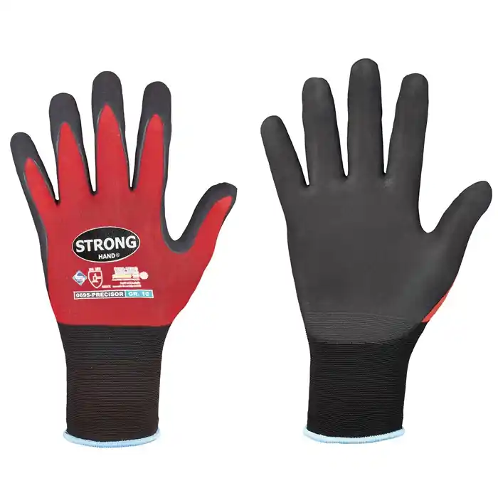 Handschuhe PRECISOR Gr.10 rot/schwarz EN 420/EN 388 PSA II STRONGHAND VE: 12 Paare Mega-Angebot