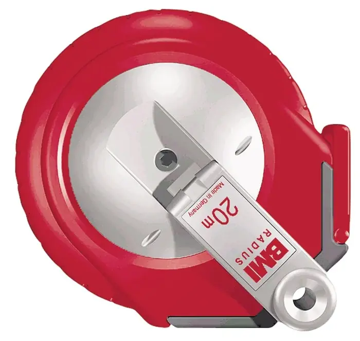 Markenprodukt Kapselbandmaß RADIUS L.20m Band-B.13mm Acm EG II Ku.gelb Glasfaser BMI