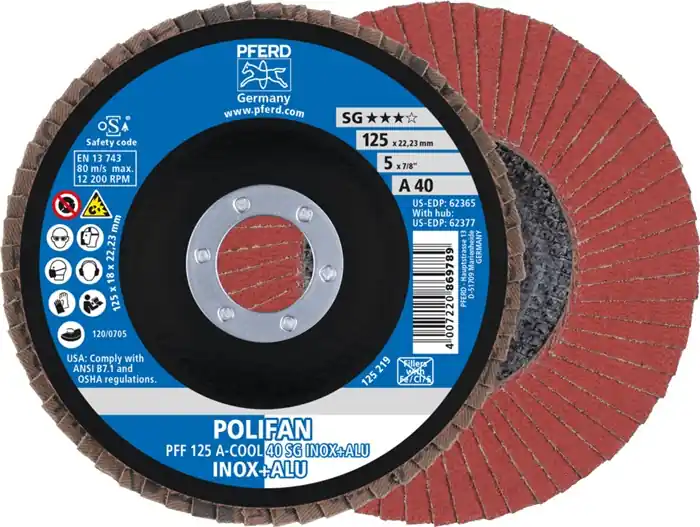 Nur Für Kurze Zeit Fächerscheibe POLIFAN A-COOL SG INOX+ALU D.125mm K.40 fl.INOX/Aluminium NK VE: 10 Stück