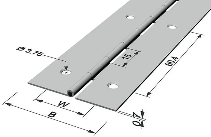 Stangenscharnier B.offen 32mm S.0,7mm 1800mm Fe verms.PG VE: 10 Stück Letzte Chance