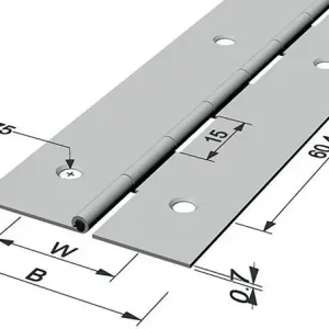 Stangenscharnier B.offen 40mm S.0,7mm 1800mm Fe verms.PG VE: 10 Stück Rabatt