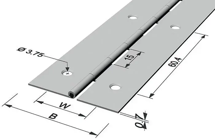 Stangenscharnier B.offen 40mm S.0,7mm 1800mm Fe verms.PG VE: 10 Stück Rabatt