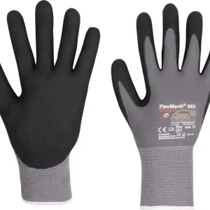 Versand Am Gleichen Tag Handschuhe FlexMech 663 Gr.6 grau/schwarz Nylon/Elastan/Nitrilschaum 10 PA VE: 10 Paare