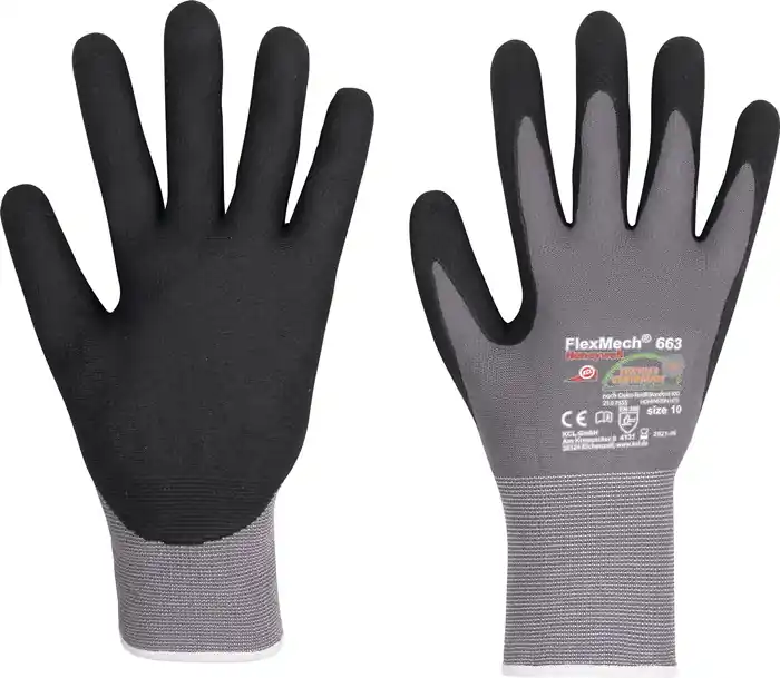 Expressversand Handschuhe FlexMech 663 Gr.11 grau/schwarz Nylon/Elastan/Nitrilschaum 10 PA VE: 10 Paare